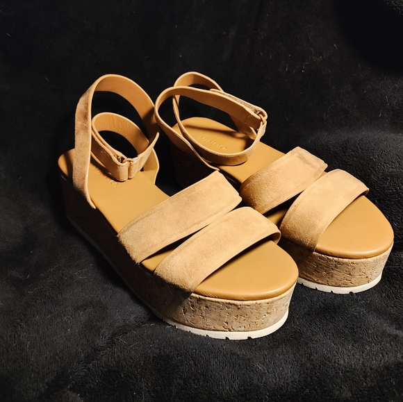 VINCE Never Worn Tan Jet Suede Leather Platform Sandals 36/6 - Picture 1 of 12